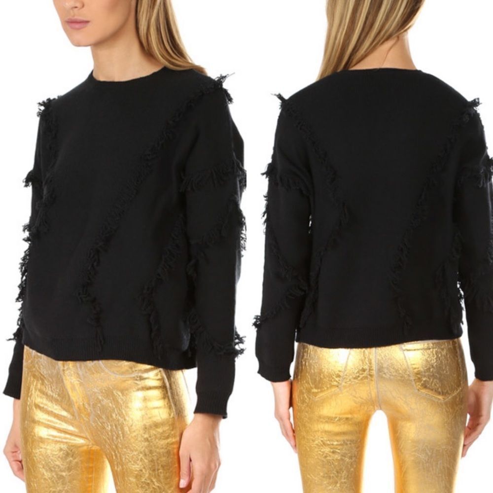 ATM black fringe‎ wool sweater